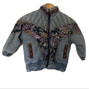 VTG Street Worn Kid Denim Bummer Jacket Size 5 Full Zipper Smocked Cuff D9